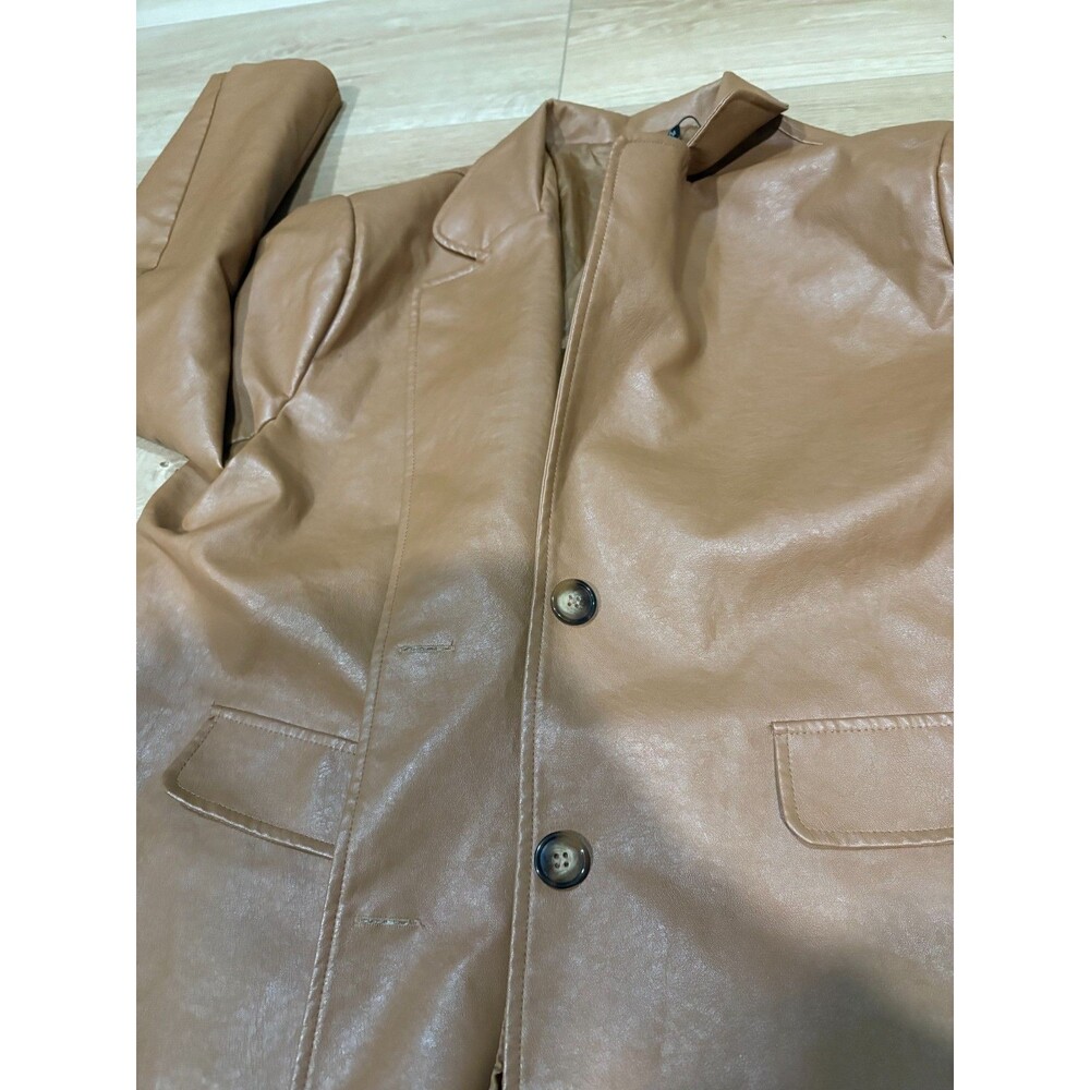 Nasty Gal Collection Faux Leather Blazer Jacket Tan Brown Size US 10 Lined - Picture 5 of 16